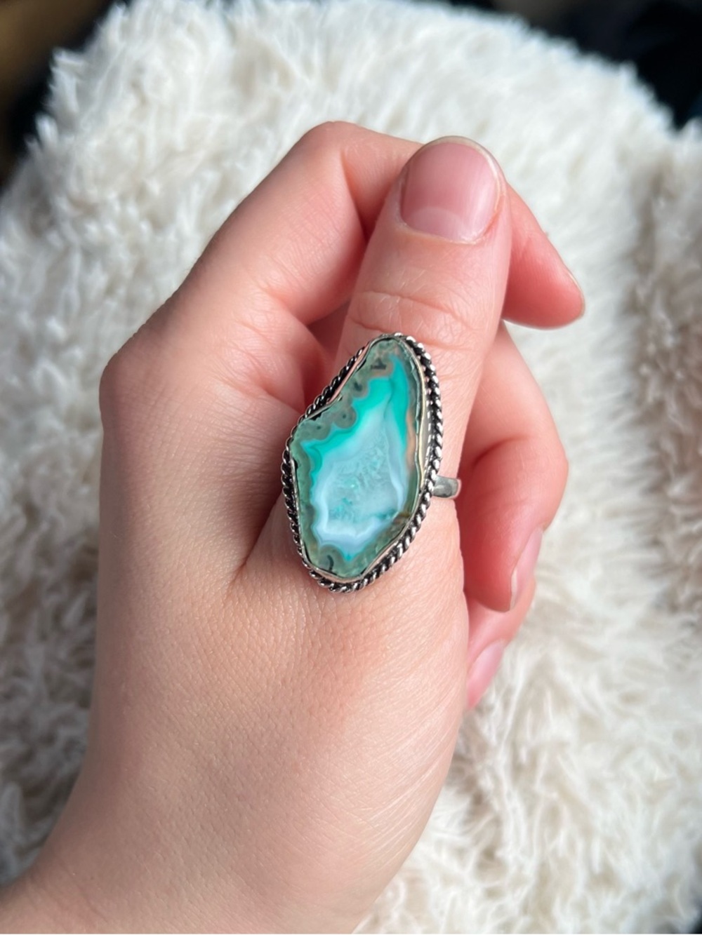 Silver Dyed Agate Ring